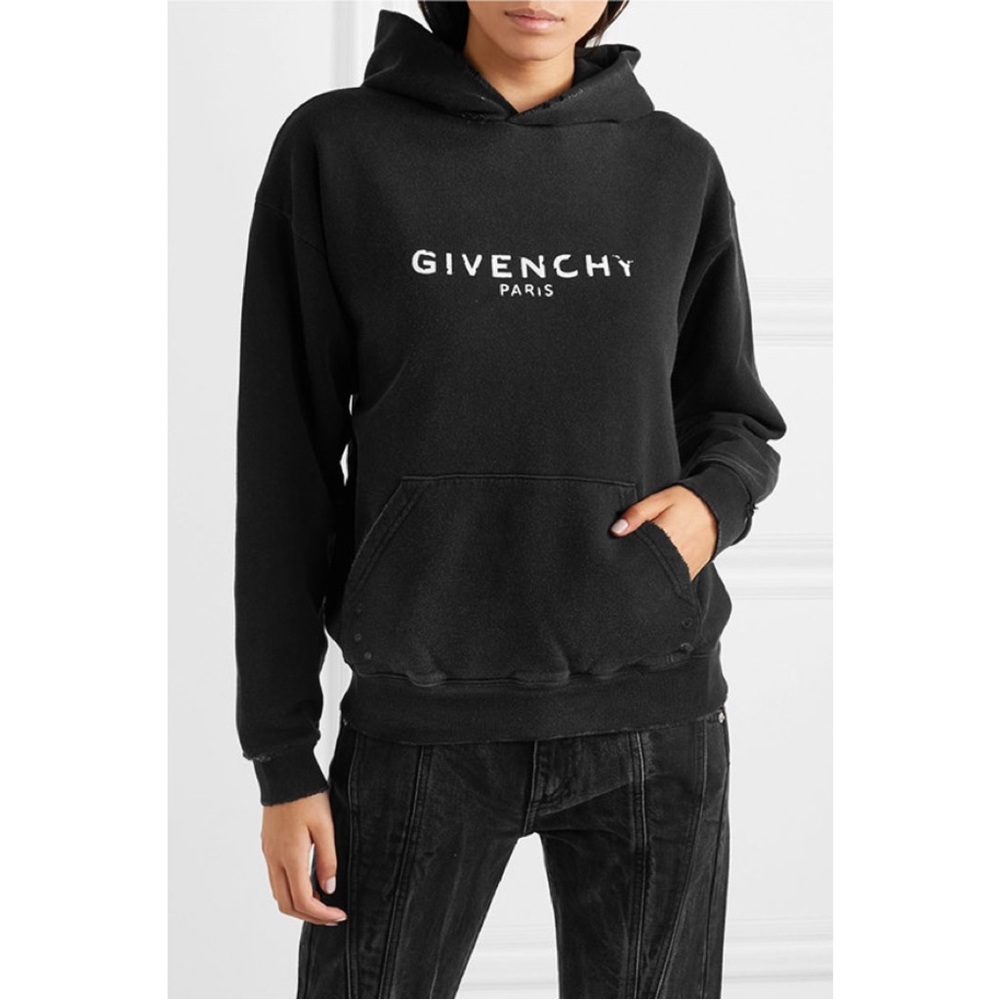 Givenchy Distressed Faded Logo Hoodie, Size S